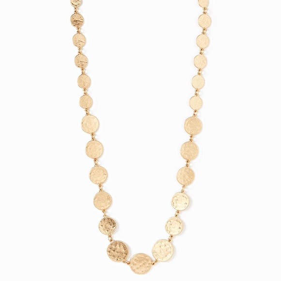 Anthropologie Jewelry - Anthropologie Long Gold Hammered Disc Necklace